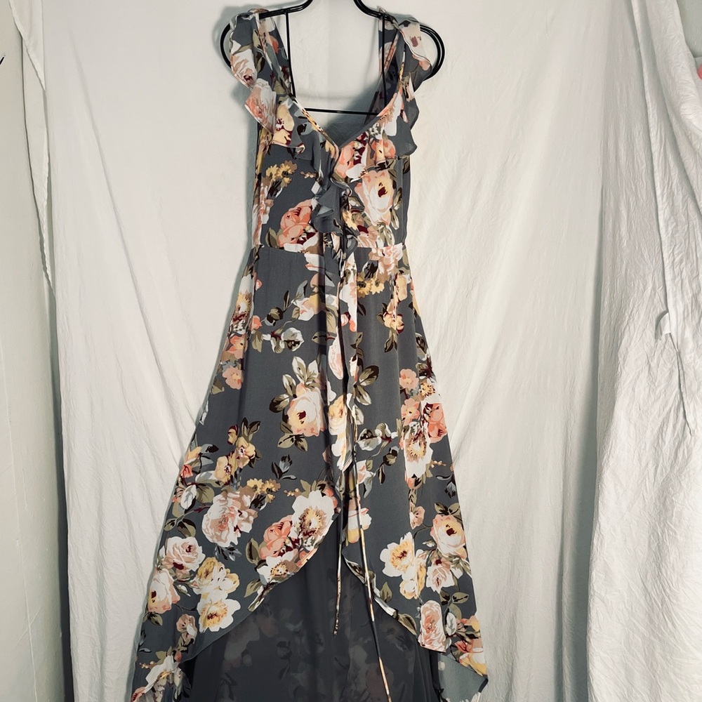 Privacy Please Gray and Orange High Low Sundress